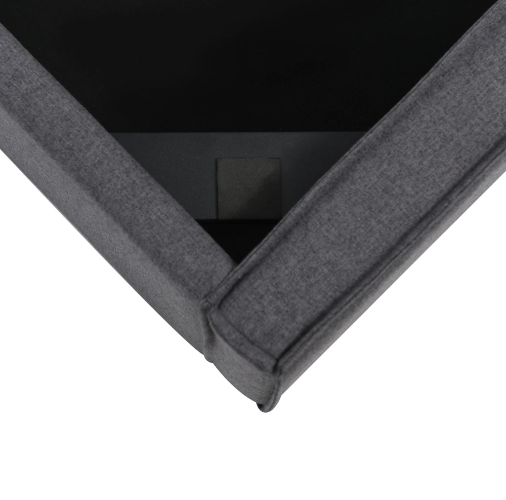 Letto singolo imbottito con contenitore 90x200 cm; grigio