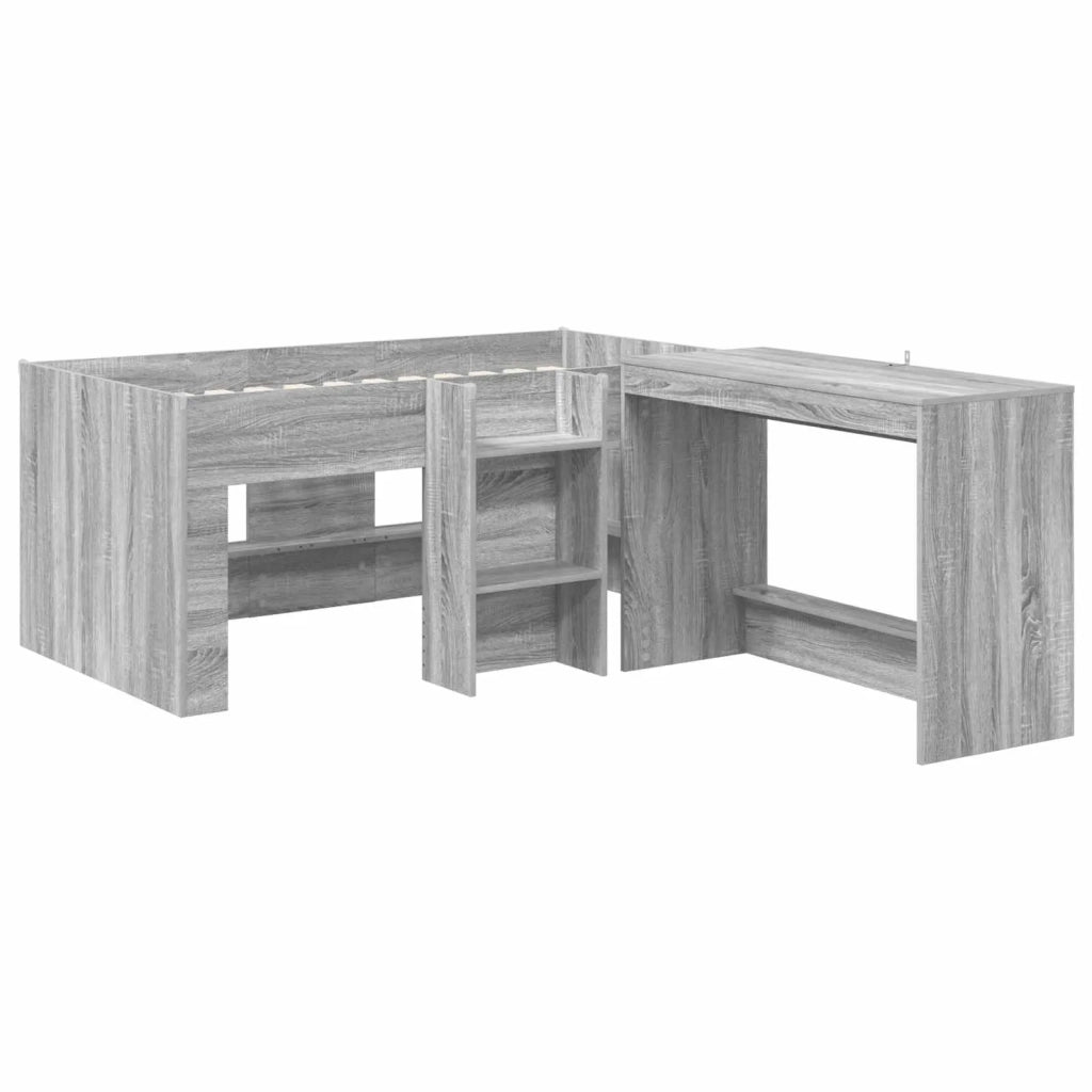 Letto alto per bambini con scrivania 2 pz Sonoma grigio 3423467
