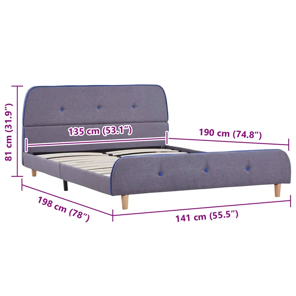 Giroletto senza Materasso-Struttura Letto Grigio Chiaro 135x190 cm in Tessuto