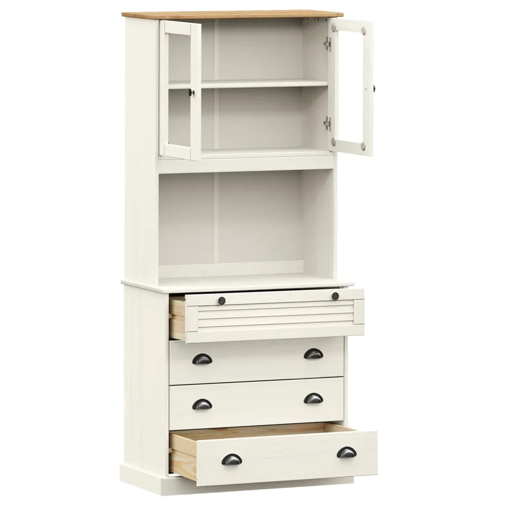 Credenza VIGO Bianca 80x40x176 cm in Legno Massello di Pino