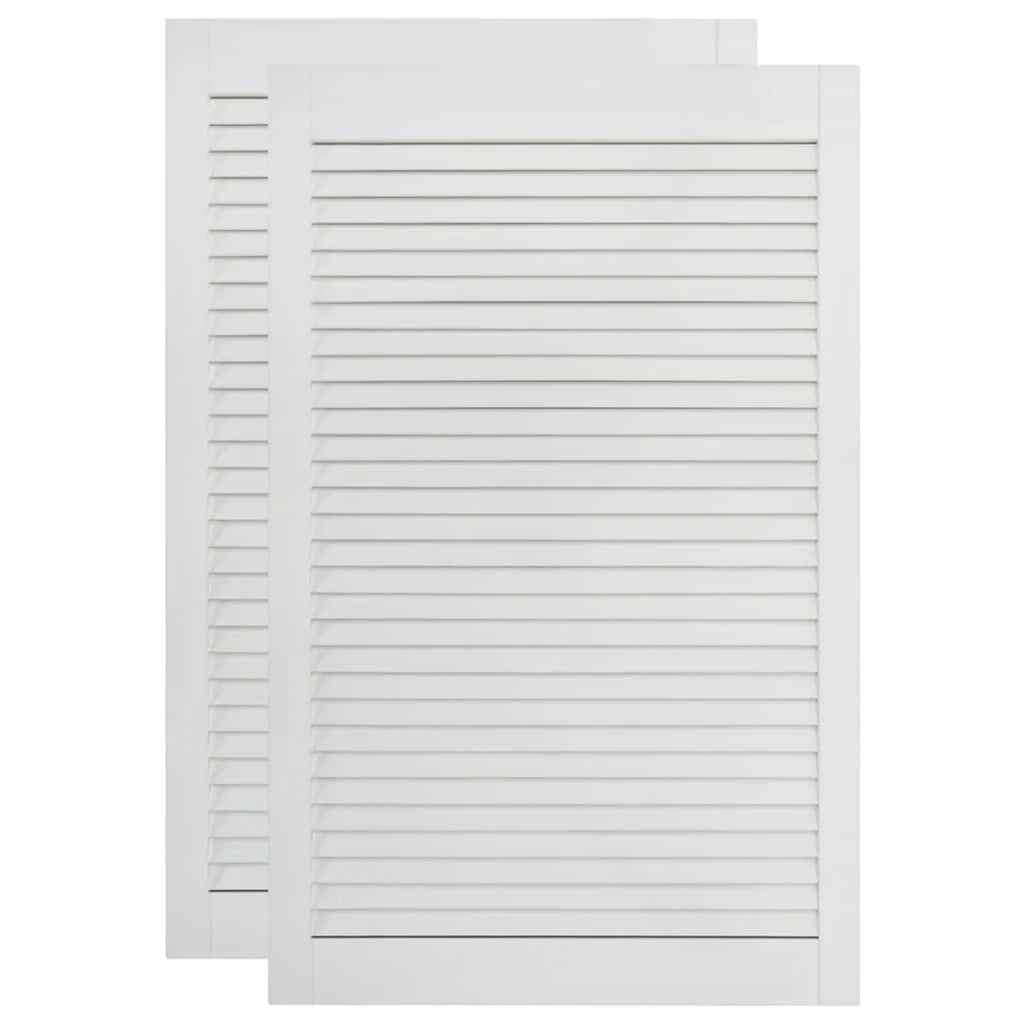 Set di 2 ante a persiana ante per armadi ante per mensole rivestimento per armadio guardaroba bianco 99,3 x 59,4 cm legno di pino massiccio 02_0003913