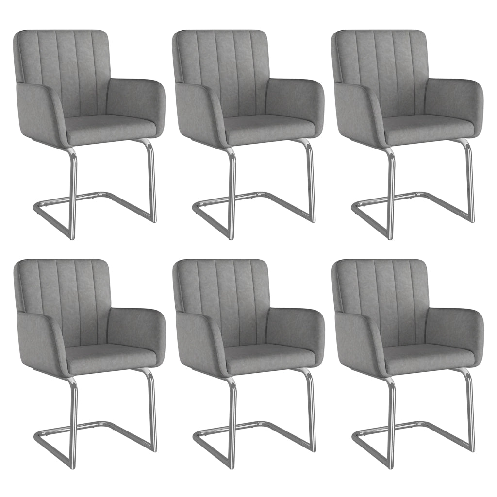 Set di sedie da pranzo 6 pezzi imbottite con schienale ergonomico impilabili in similpelle grigio