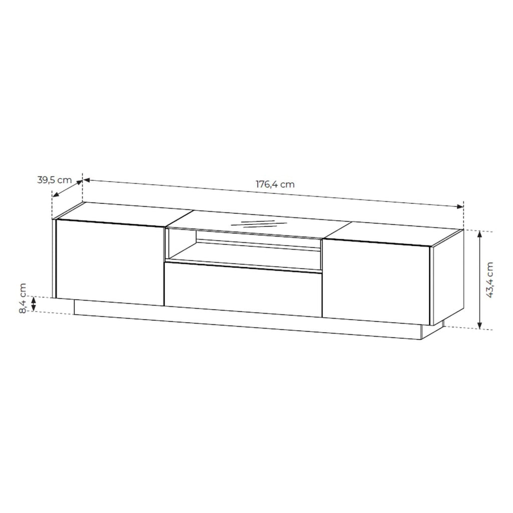 Kakaha, Mobile Porta tv un Cassetto, 176x40x43h cm Marrone Chiaro