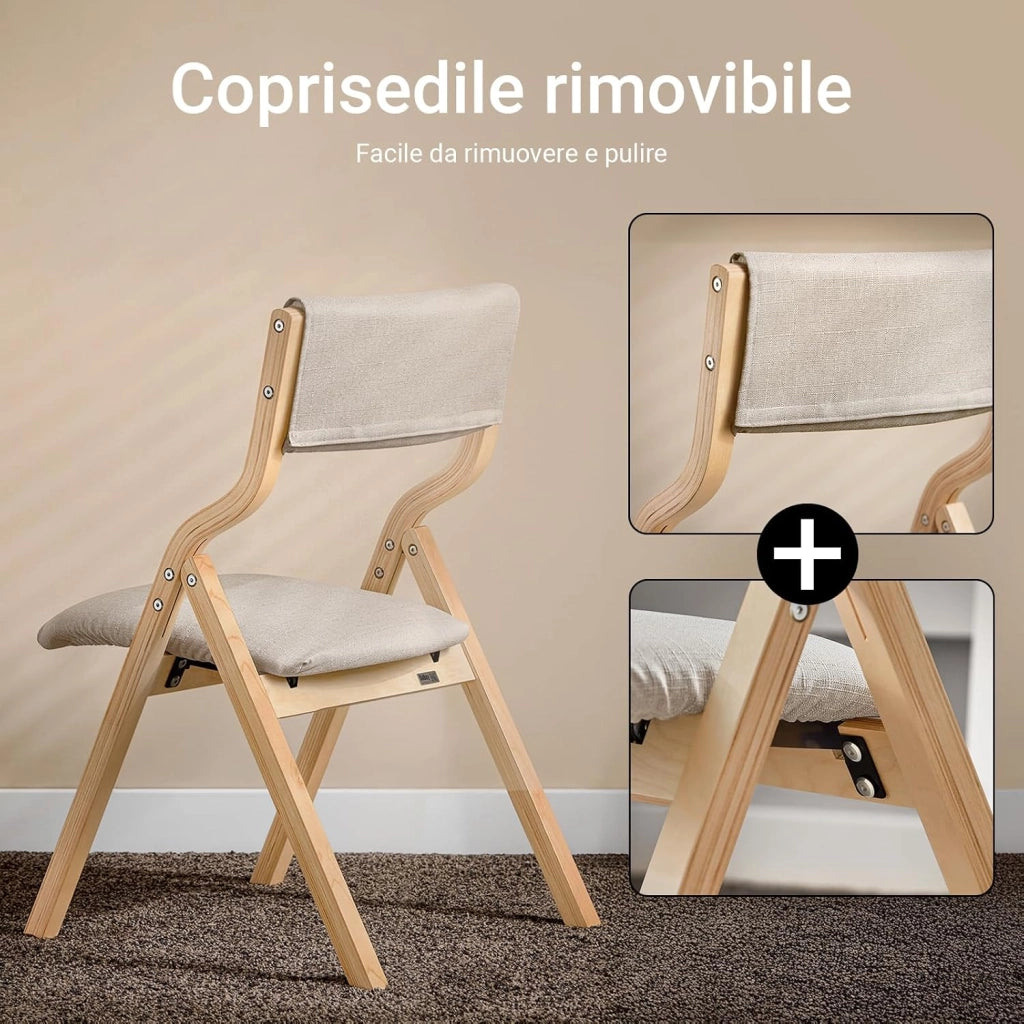 Sedia Pieghevole da Pranzo con Seduta e Schienale Imbottiti, Design Elegante e Salvaspazio, Comoda e Resistente, Facile da Riporre, Perfetta per Cucina, Ufficio e Esterno, Grigio FST40-HG