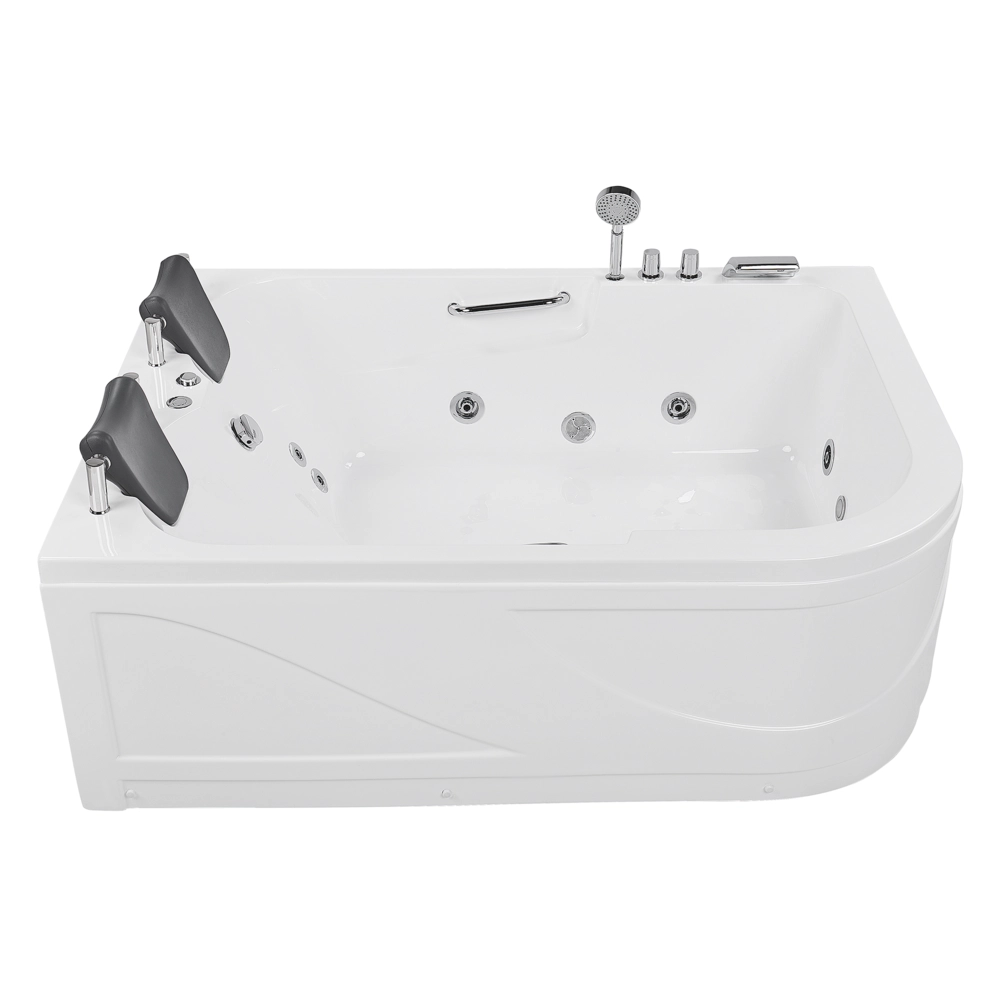 Vasca Idromassaggio Acrilico Bianco 170 x 119 cm Luci LED Subacquee Curvo versione destra Doppio Idromassaggio