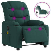 Poltrona Massaggiante | Sedia Relax Reclinabile Elettrica Verde Scuro Tessuto