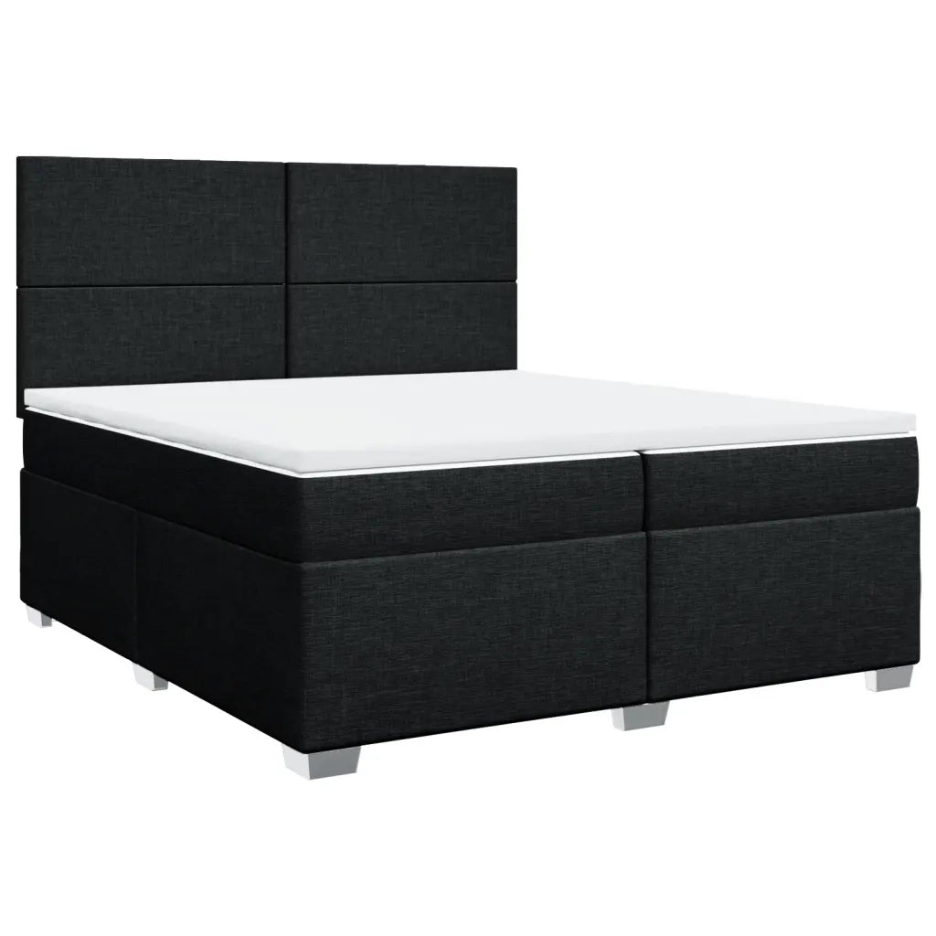 Giroletto a Molle con Materasso Nero 200x200 cm in Tessuto