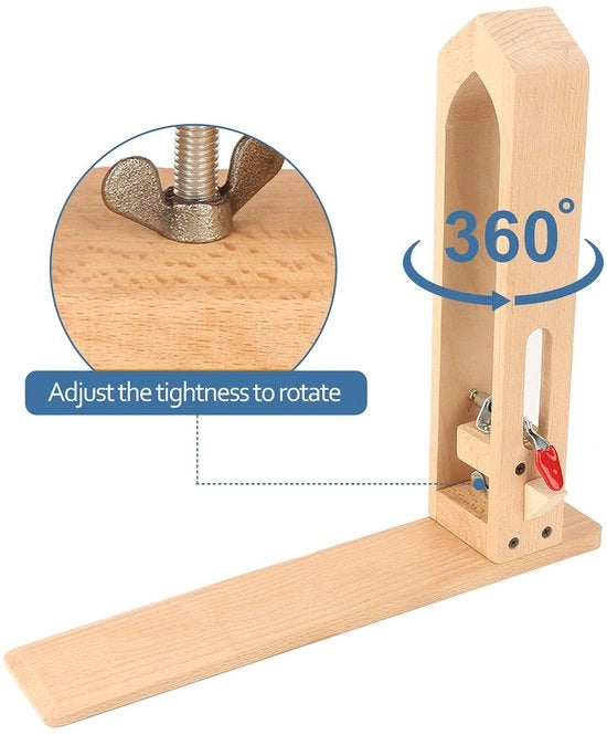 Kit di attrezzi per cucito in legno di betulla - Naaipaard - Chiusura adattabile - Sistema di cucito DIY - Robusto e duraturo - 350 x 390 x 80 mm