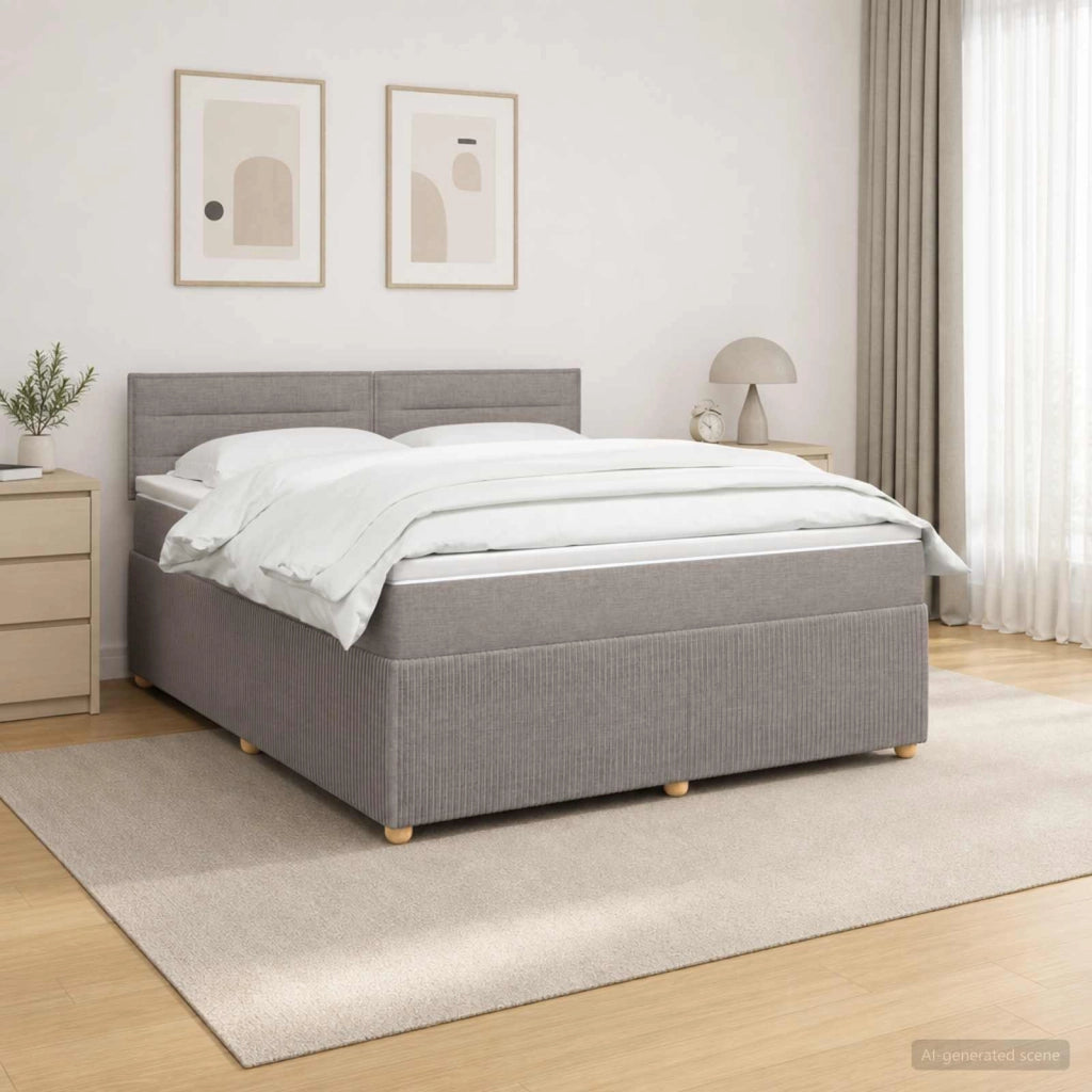 Letto box spring con materasso Tortora 140 x 200 cm Tessuto 3451479
