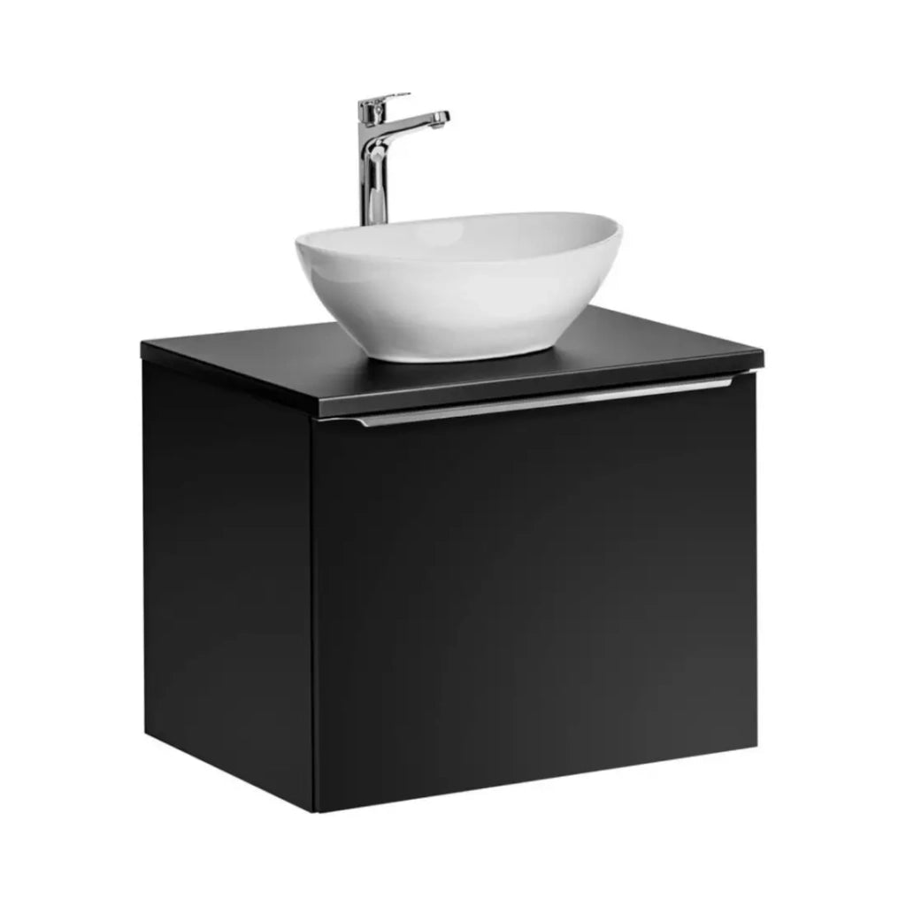 Set bagno VANTA: mobiletto sottolavabo 60cm + piano per lavabo + 1 lavabo bianco da appoggio