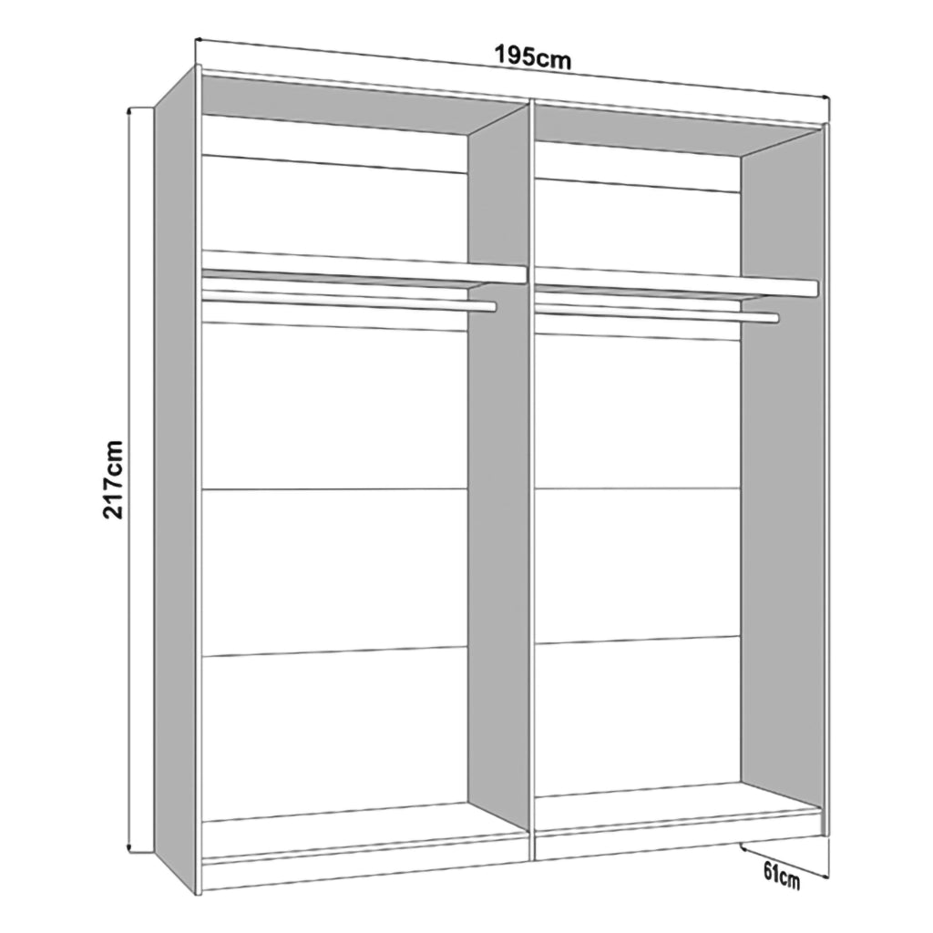 Armadio Camera da Letto Bujumb, Guardaroba 2 Ante 2 Ripiani, 195x218h cm Bianco Opaco
