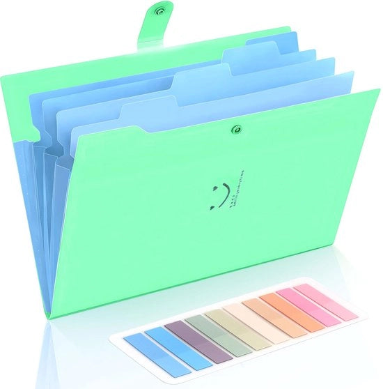 Map A4 per documenti, map A4 ripiegabile con 200 etichette, 5-comparto map A4, map A4 con chiusura a vite per uso domestico, ufficio, scuola e viaggio