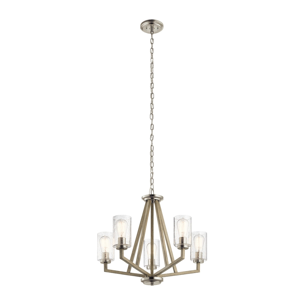 Lampadario Deryn grigio anticato in vetro 5xE27 Kichler