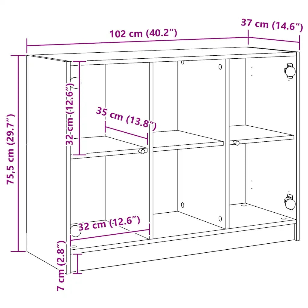 Credenza | Madia | Buffet da pranzo | Armadio da pranzo Rovere Artigianale 102x37x75,5 cm in Legno Multistrato