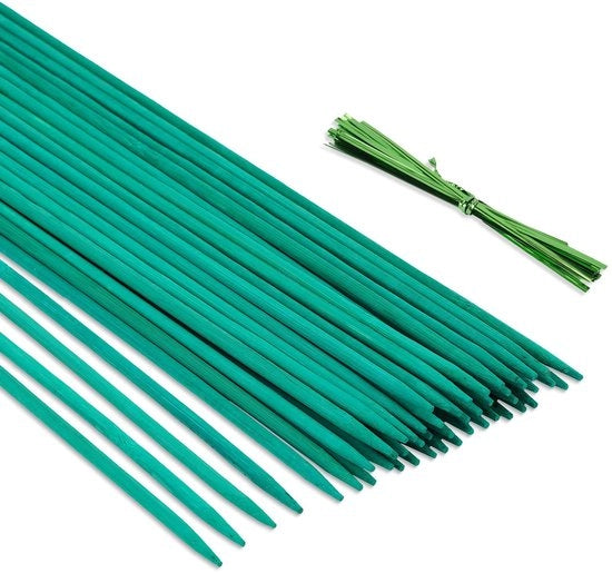 Supportini per Piante in Bambù da 44,5 cm - Stabili per Piante in Bambù - Sostegno per Fiori - Stabili per Piante 50 pezzi - Maniglie a Rotazione - Ideali per Orchidee e Verdure