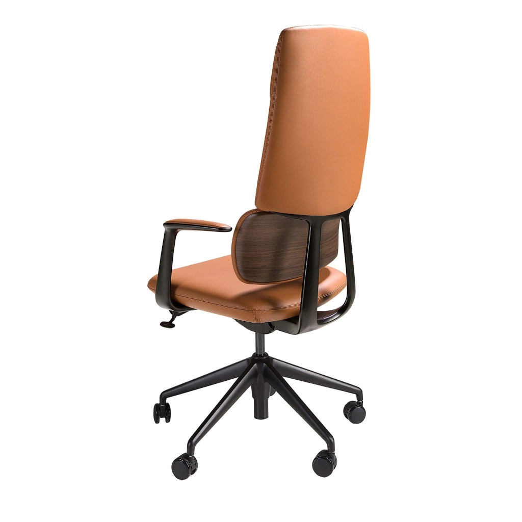 Sedia da ufficio girevole in similpelle marrone