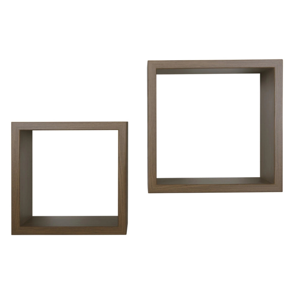 Set di 2 Mensole da Muro Modello Q-BIS MAXI, Cubi Arredo, Mensole Cubo, Cubi da Parete. Misure 35x35 p23.7 cm e 31x31 p23.7 cm. Finitura  ROV. TABACCO - MADE IN ITALY