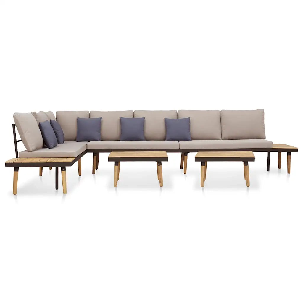 Set Divani da Giardino 7 Posti con Cuscini Legno Acacia Marrone 46482
