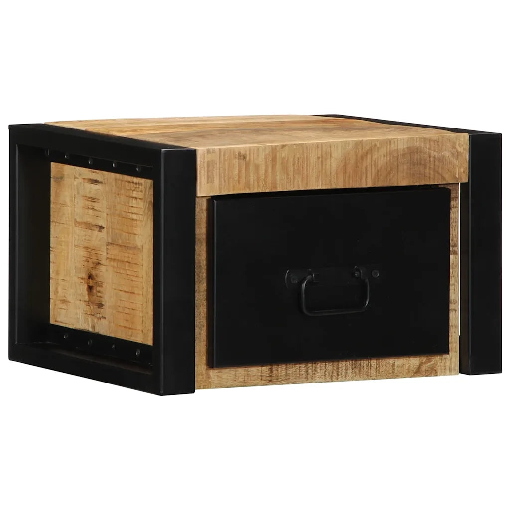 Comodini 2 pz 40x35x25 cm in Legno Massello di Mango Grezzo