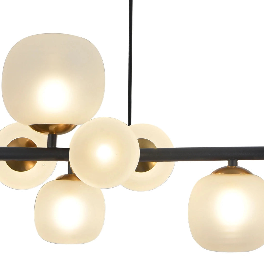 LÚZETE - LAMPADA DA SOFFITTO 8 LUCI IN FERRO NERO TULIPA BIANCA NICOLETTA