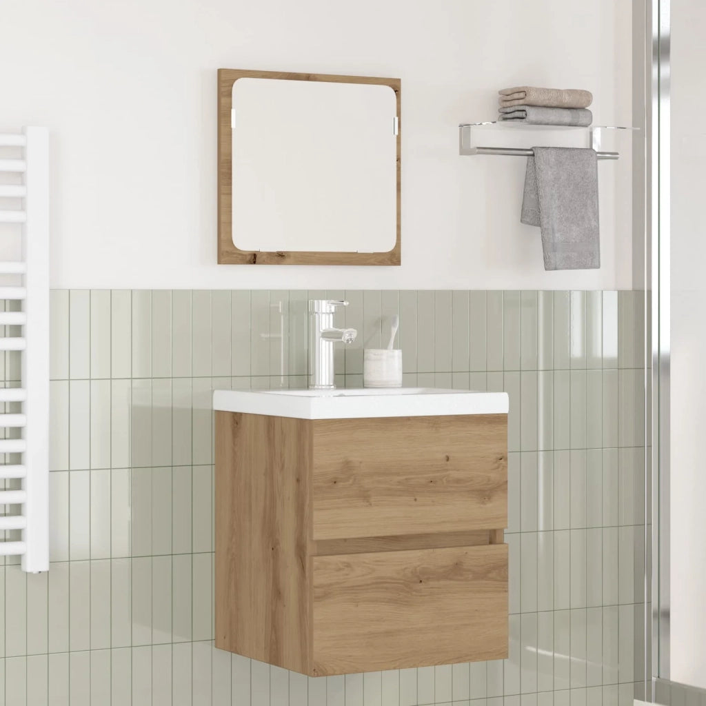 Set di mobili per il Bagno | Armadio da bagno 2 pz Rovere Artigiano e Bianco
