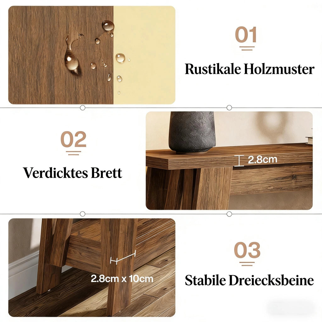 Consolle con 2 ripiani aperti salvaspazio per ingresso e dietro divano in MDF marrone rustico 105 × 30 × 80 cm