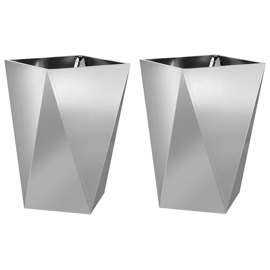 Fioriera 2 pz-Set di 2 Vaso-Contenitore per Piante Argento 50 x 50 x 75 cm Acciaio zincato
