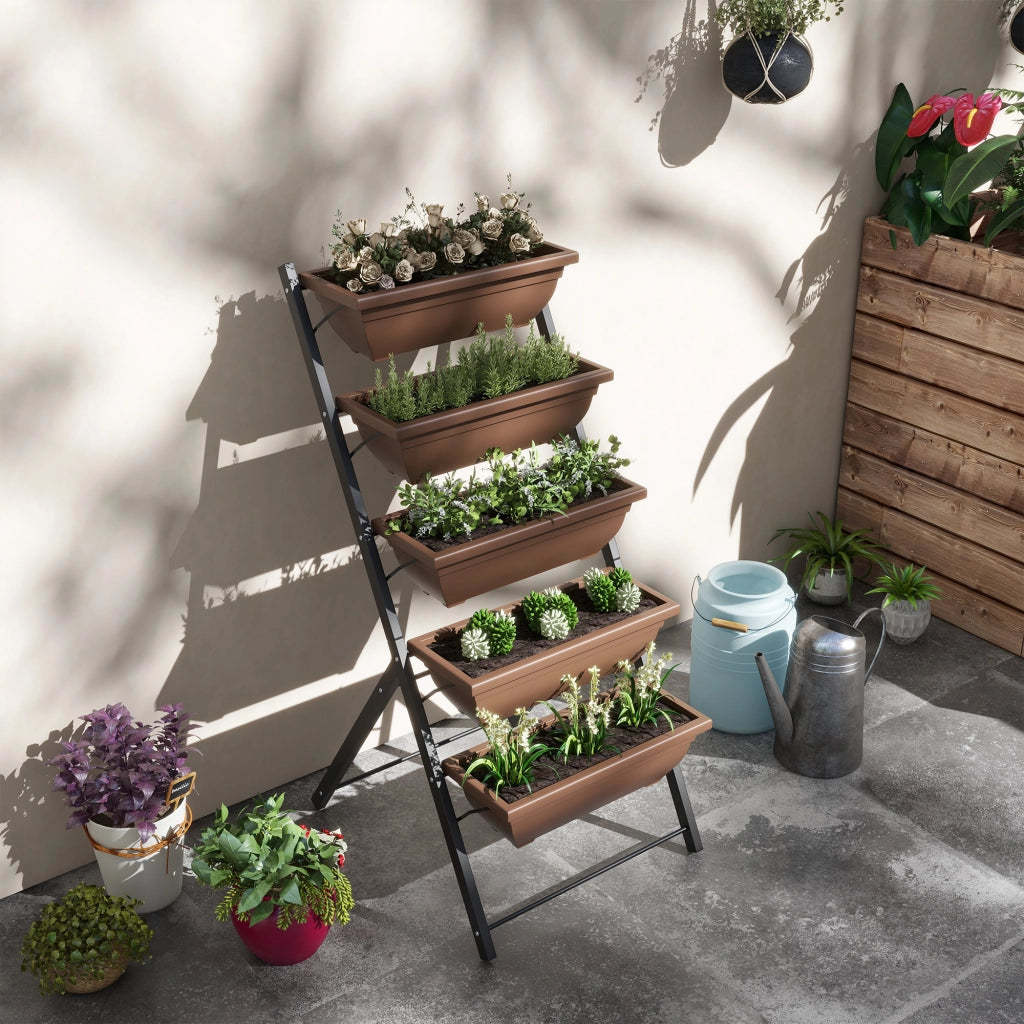 Giardino verticale con 5 bacs ¨C Zephmum ¨C Marrone acciaio 50x30x80