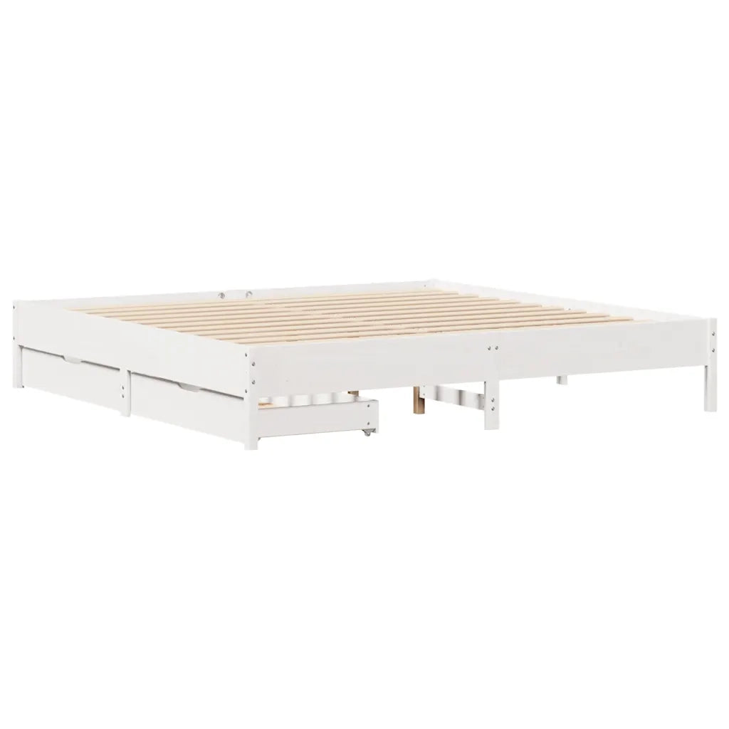 Letto senza Materasso-Struttura Letto Bianco 180x200 cm Legno Massello di Pino 467812