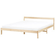Letto matrimoniale in legno di Pino marrone chiaro con Rete a Doghe 180 x 200 cm stile minimalista
