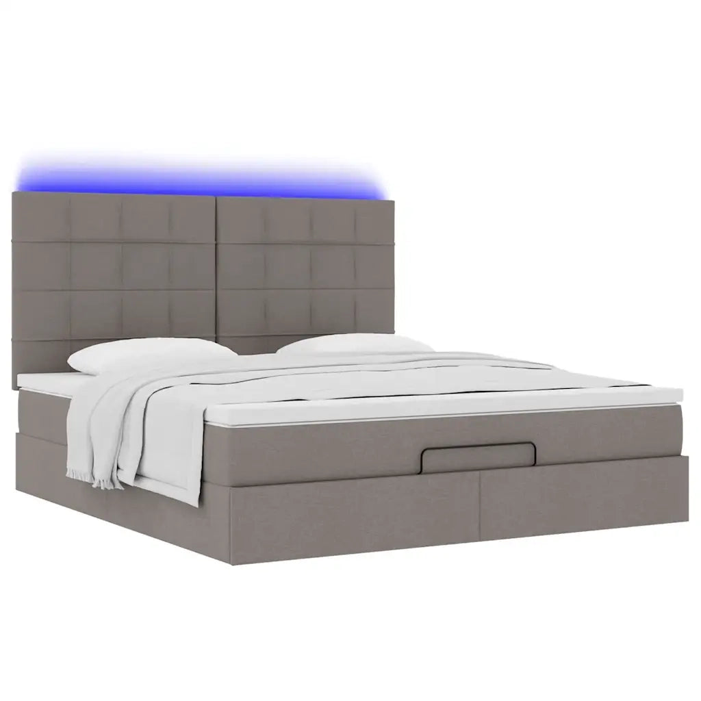Struttura Letto Pouf con Materasso Tortora 180x200cm in Tessuto 3314028