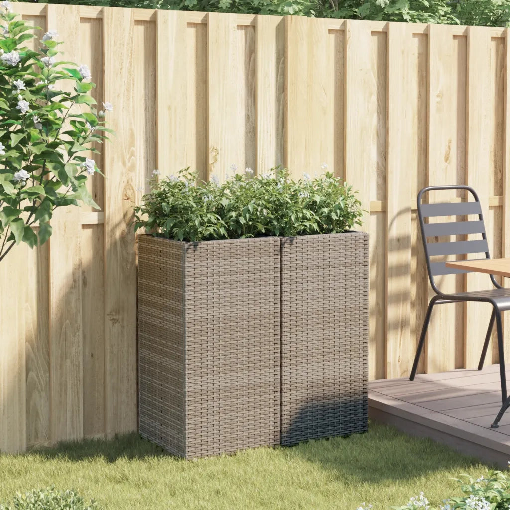 Fioriere da Giardino 2 pz Grigie 40x40x80 cm in Polyrattan 3210521