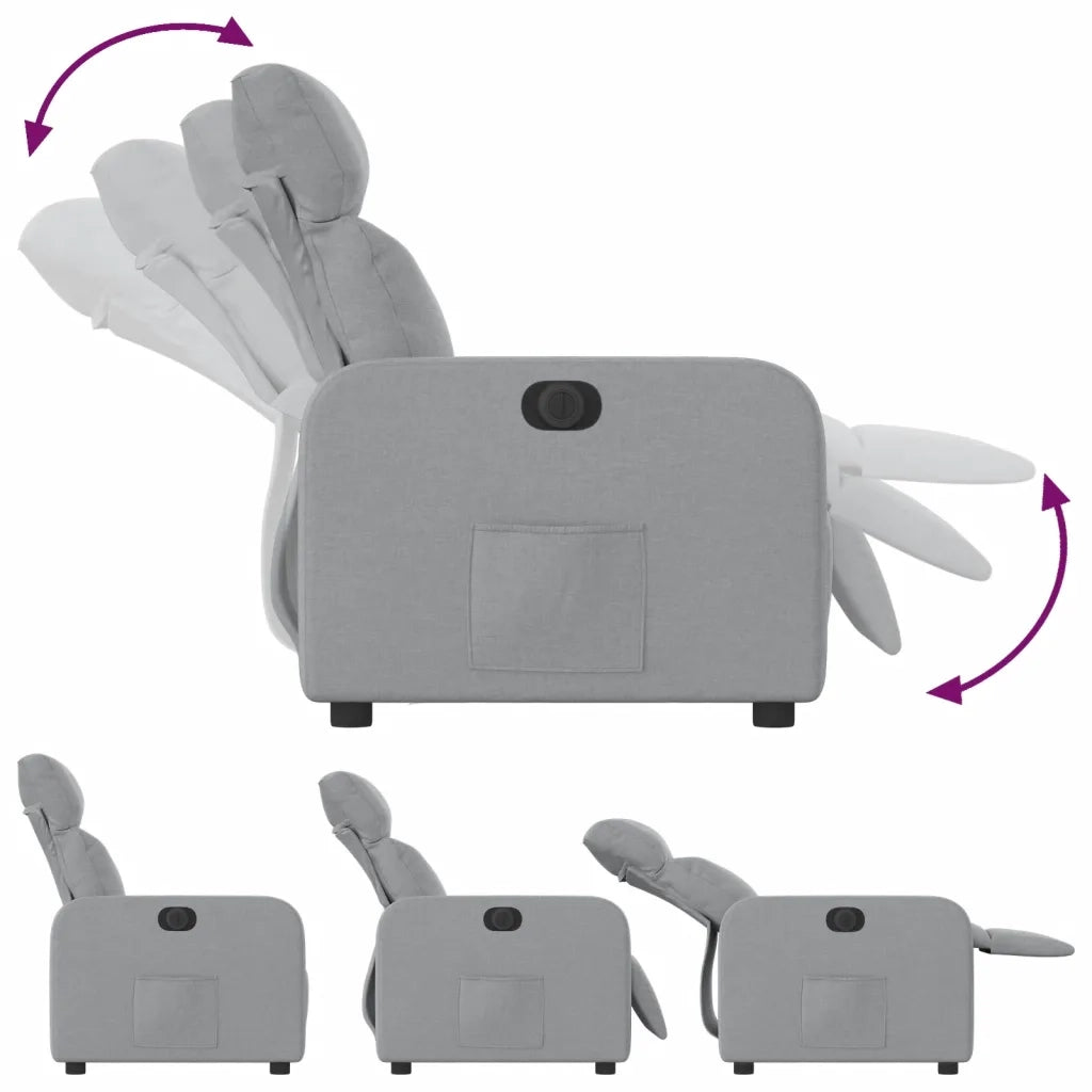 Poltrona | Sedia Relax Elettrica Reclinabile Grigio Chiaro in Tessuto