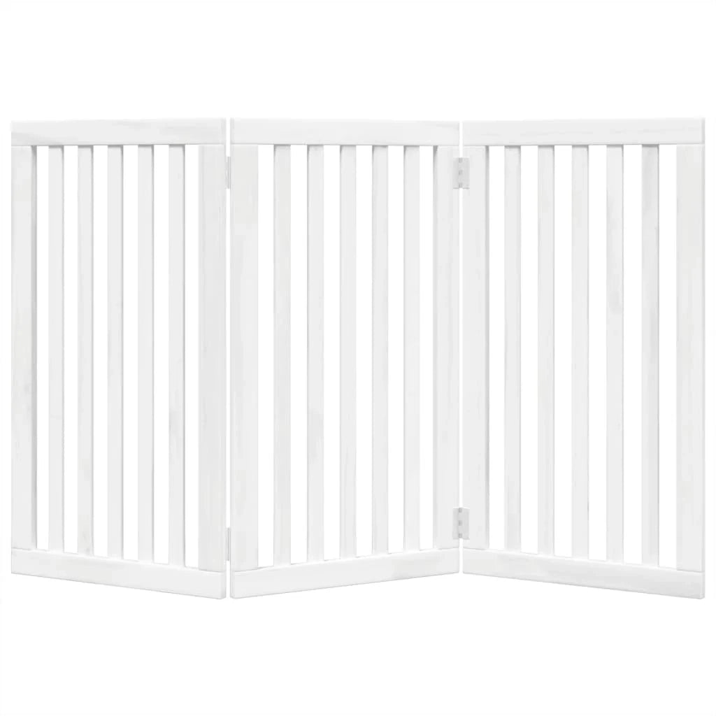 Cancelletto di sicurezza pieghevole per cani a 3 pannelli 150 cm legno di pioppo bianco 02_0023071