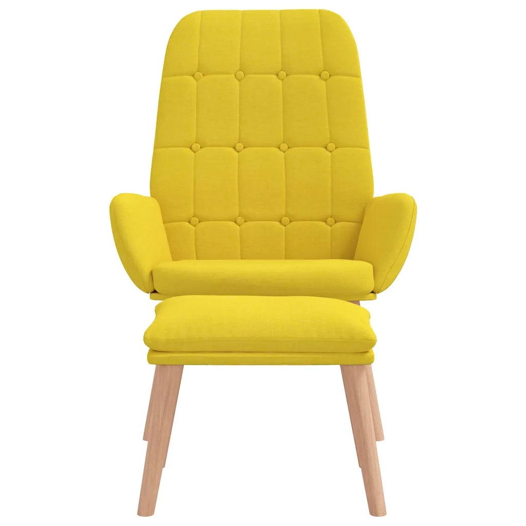 Sedia Relax con Poggiapiedi Giallo Chiaro in Tessuto 3315154