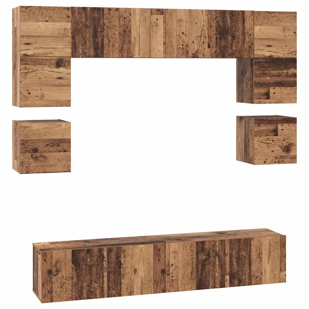 vidaXL Set mobile TV 8 pcs Legno vecchio 80 x 30 x 30 cm