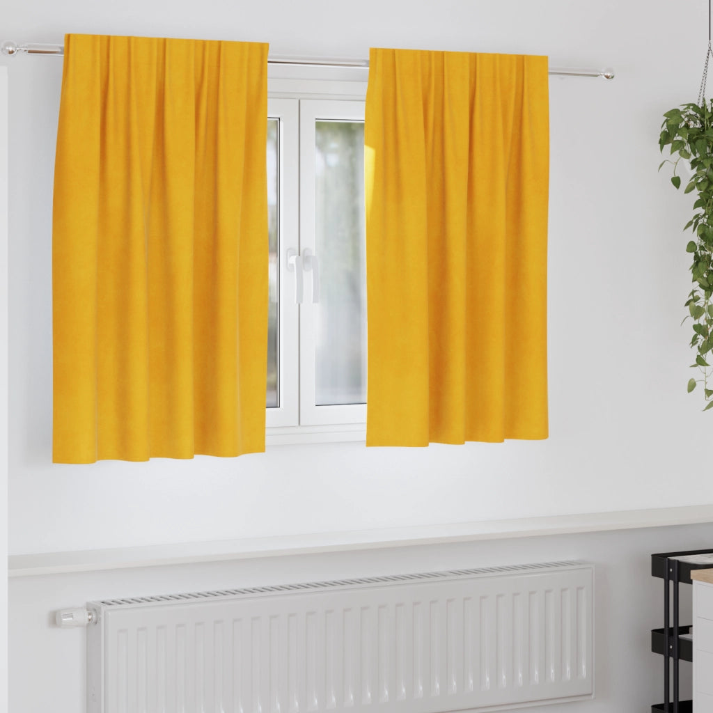 Tende Blackout  con nastro superiore 2 pezzi Giallo Senape Velluto