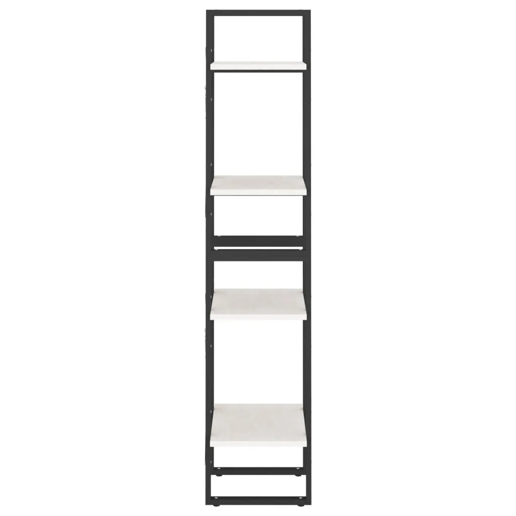 Libreria a 4 Ripiani-Scaffale per Libri-Mobile di Stoccaggio Bianca 40x30x140 cm in Massello di Pino
