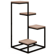Scaffale per Piante a 4 Livelli 40x40x75,5 cm in Acciaio e Legno Marrone e Nero