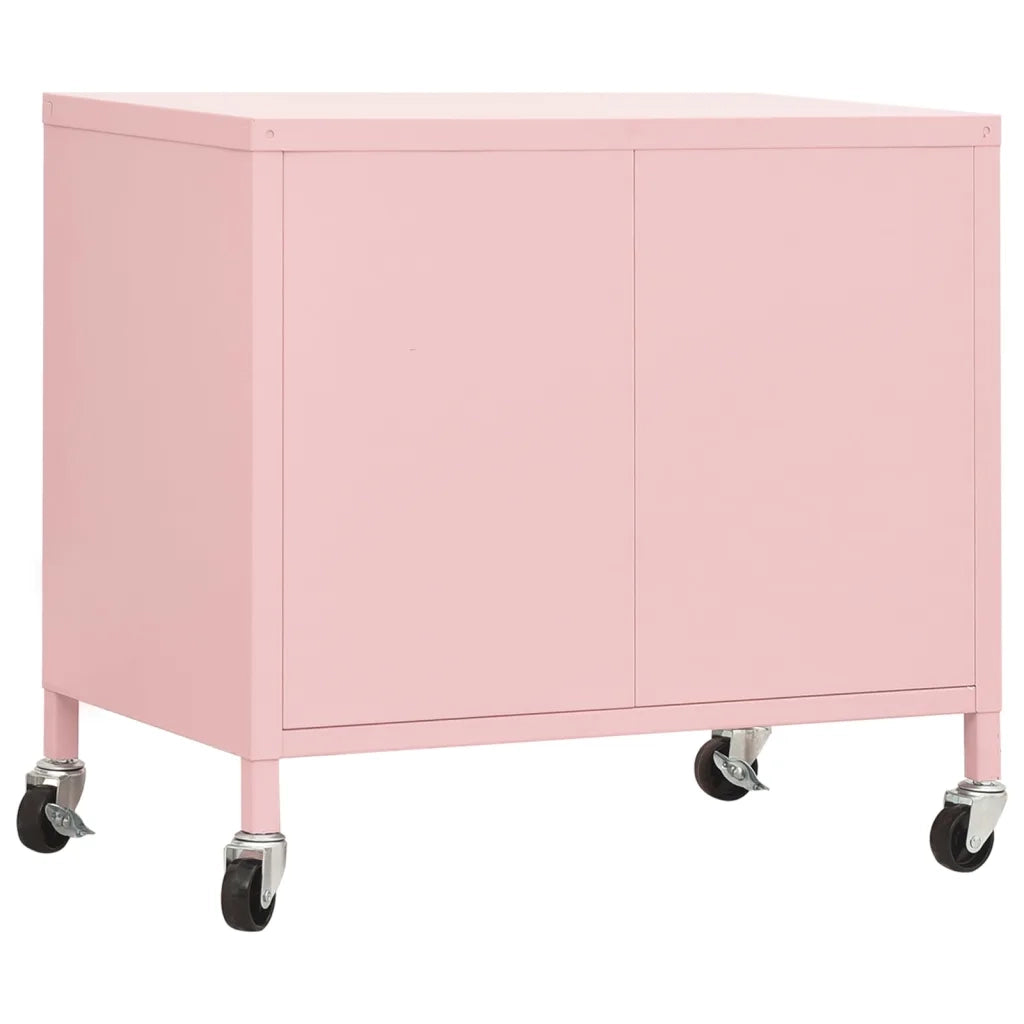 Mobile contenitore con ripiano regolabile facile da spostare 60 x 35 x 56 cm acciaio rosa 02_0046898