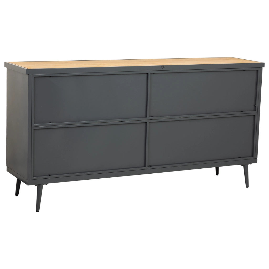 Appendiabiti in metallo e legno con vetro 160x36x80h cm - nero