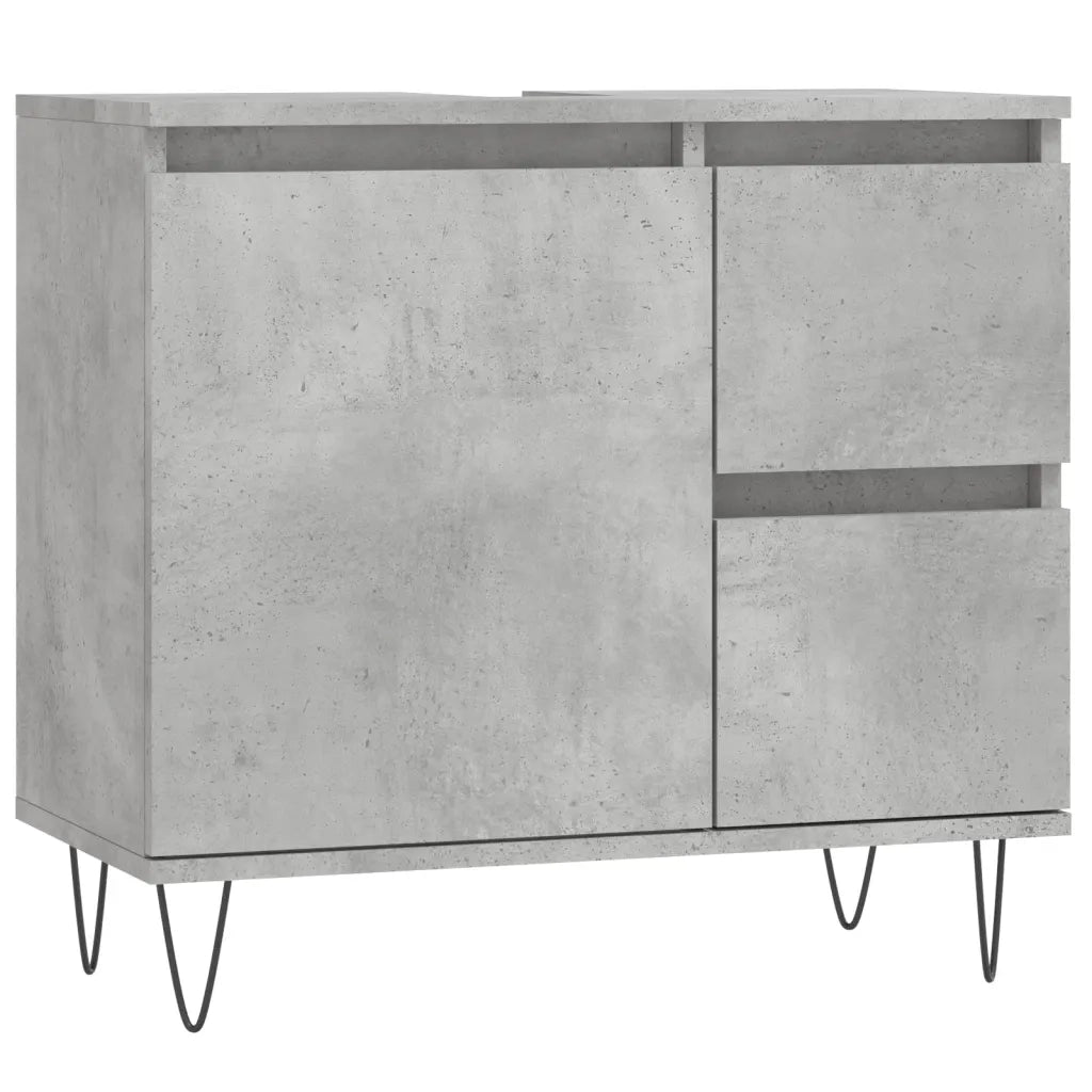 Set Mobili da Bagno 3 pz Grigio Cemento in Legno Multistrato