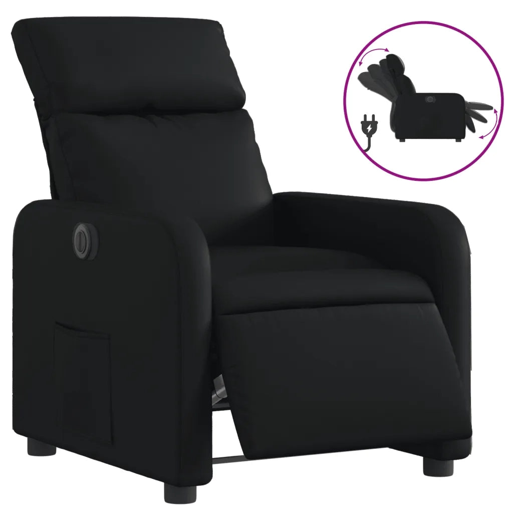 Divano Sedia-Poltrona Reclinabile Elettrica Nera in Similpelle 963656