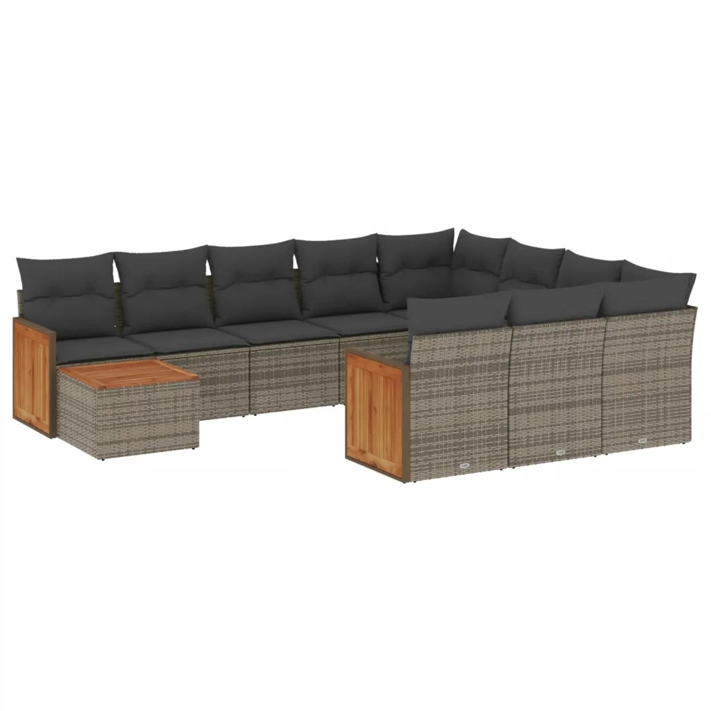 Set Divani da Giardino 11 pz con Cuscini in Polyrattan Grigio 3260450