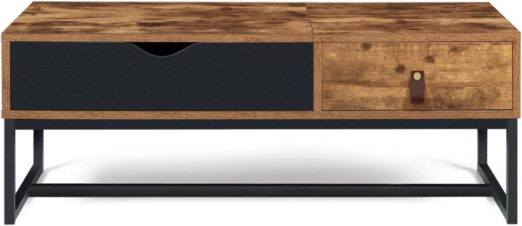 Tavolino CHICAGO con piano sollevabile, 1 cassetto, design industriale