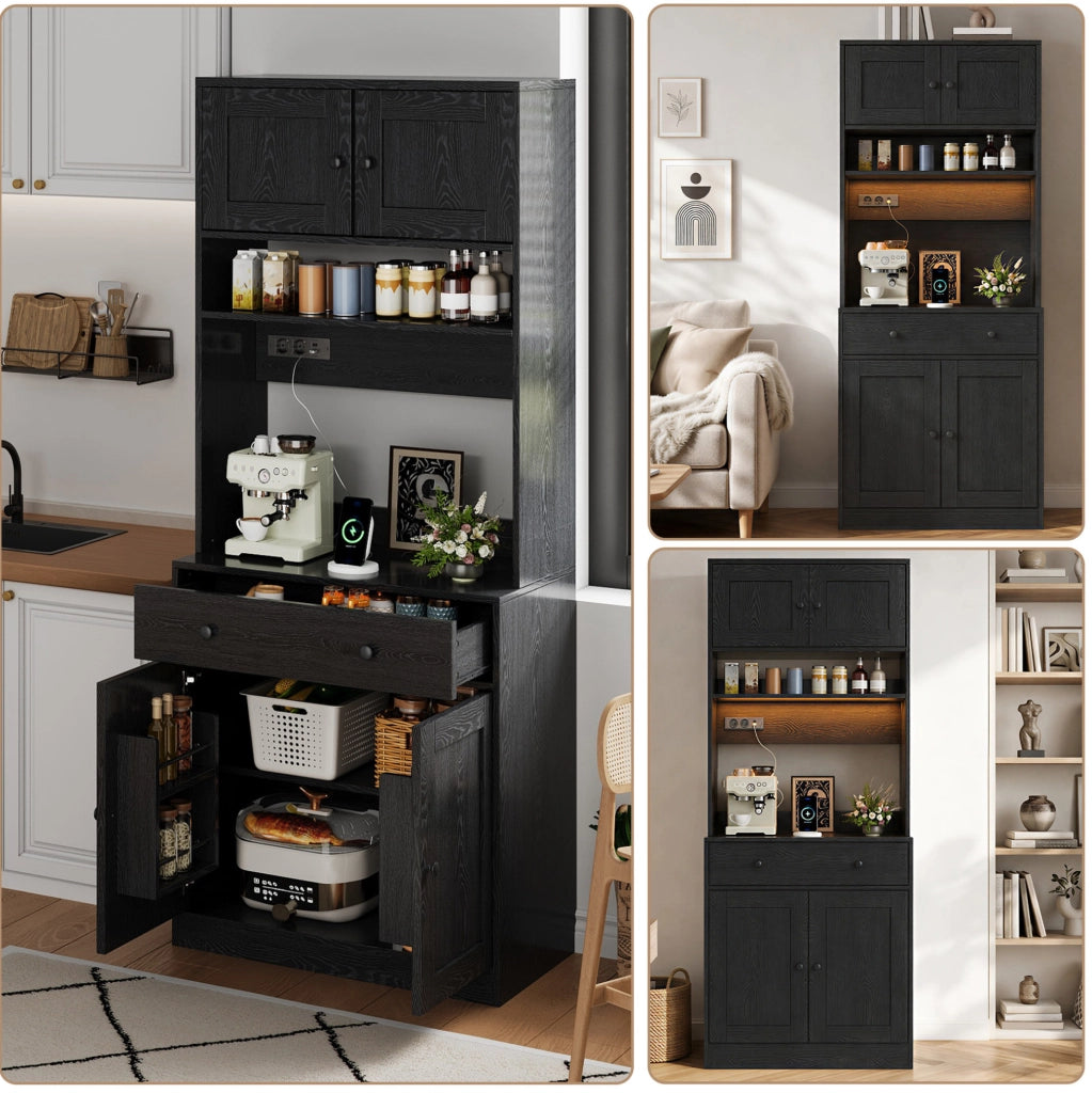Colonna cucina 72x40x180 cm con LED RGB e prese