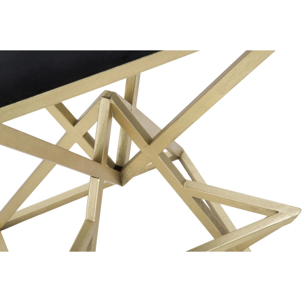 Sgabello Basso Triangoli, Oro, Metallo, 40x40x75 cm