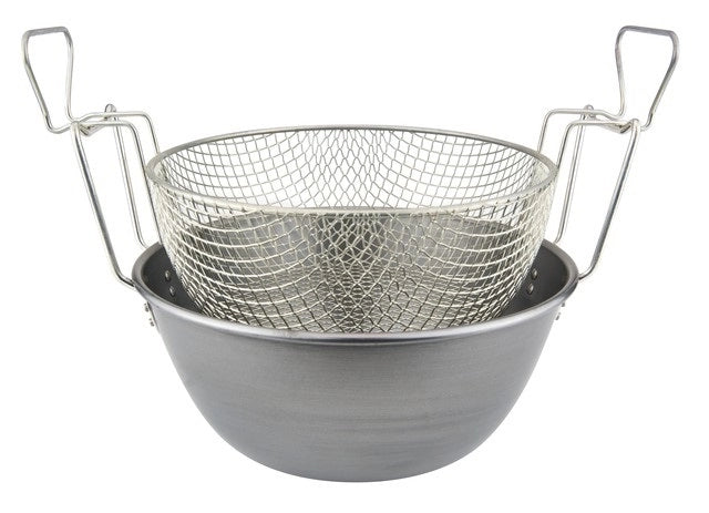 Friggitrice in Ferro Spazzolato con cestello in rete 32 cm
