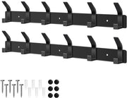 Set di 2 capi da parete con 6 ganci, armadio a muro con ganci per camera da letto, bagno, cucina, armadio a muro, capo da parete per giacche, cappotti, borse, cappelli e sciarpe (nero)