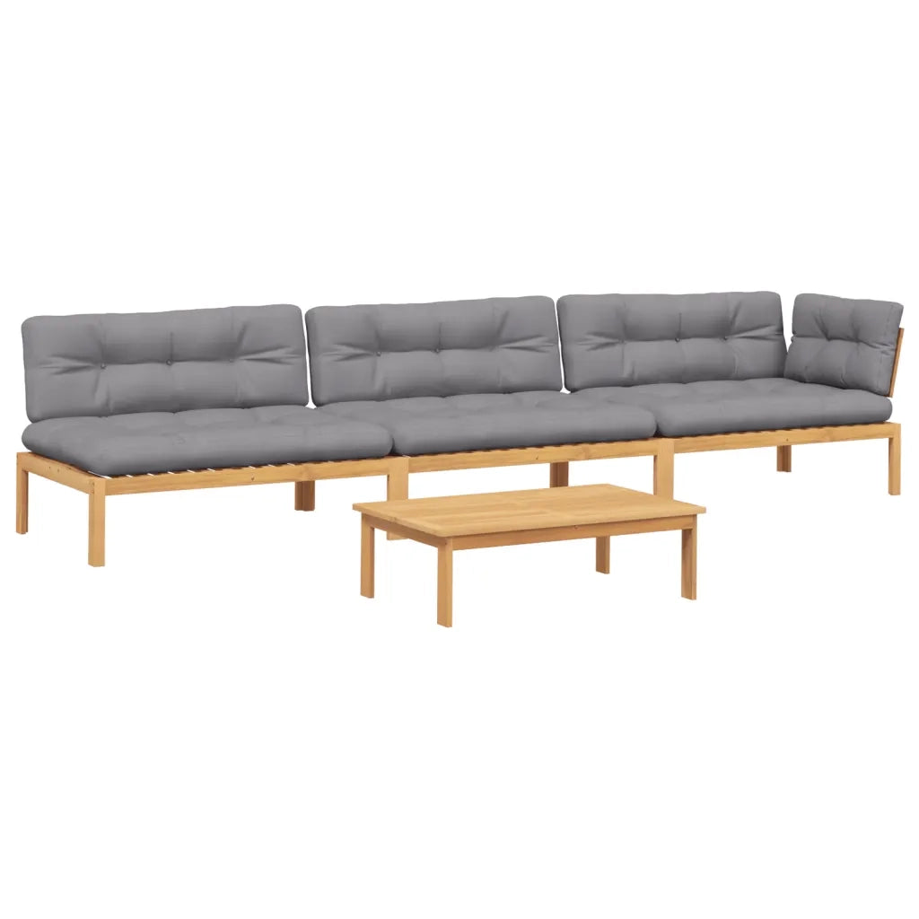 Set Divani Pallet Giardino 4pz Cuscini Legno Massello Acacia